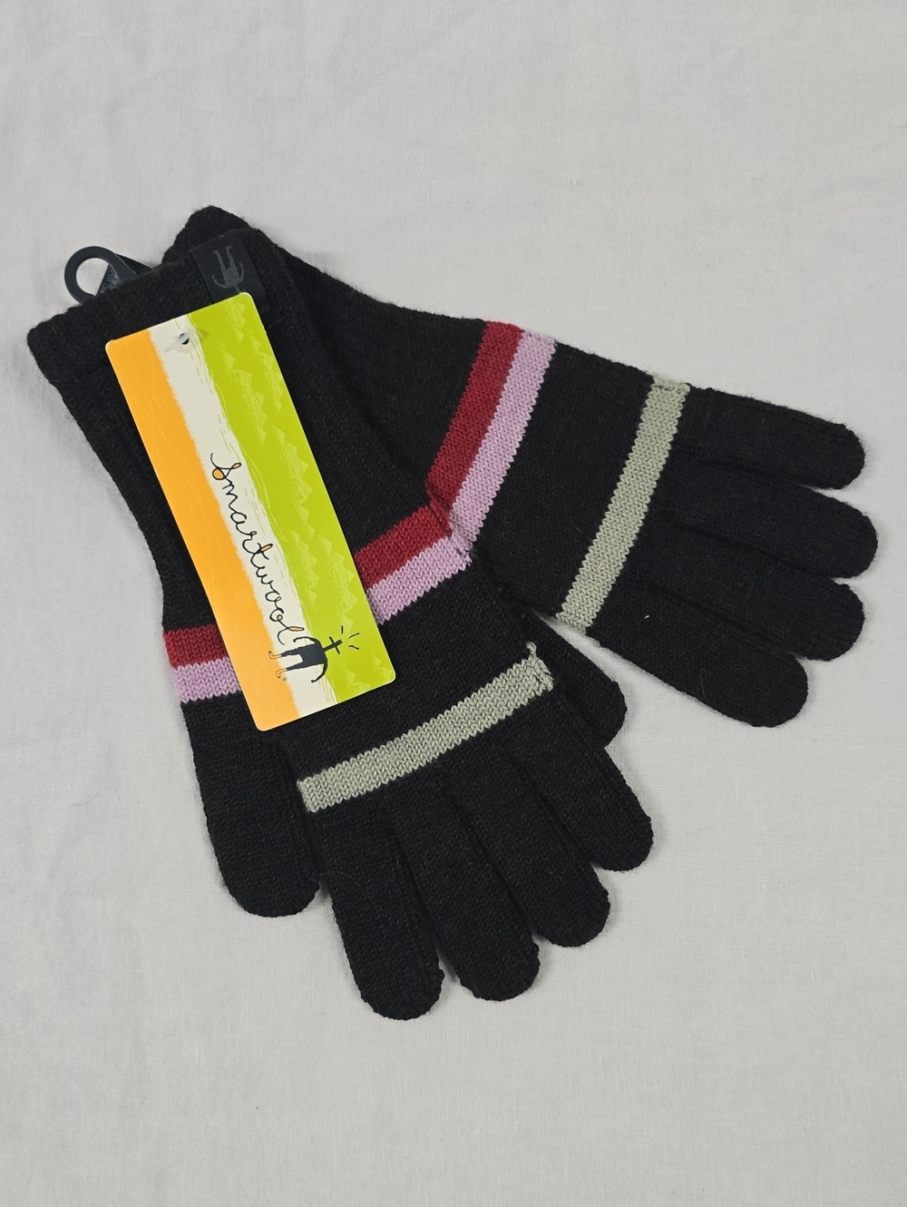 Smartwool Brown Wool Gloves with Accent Stripes
